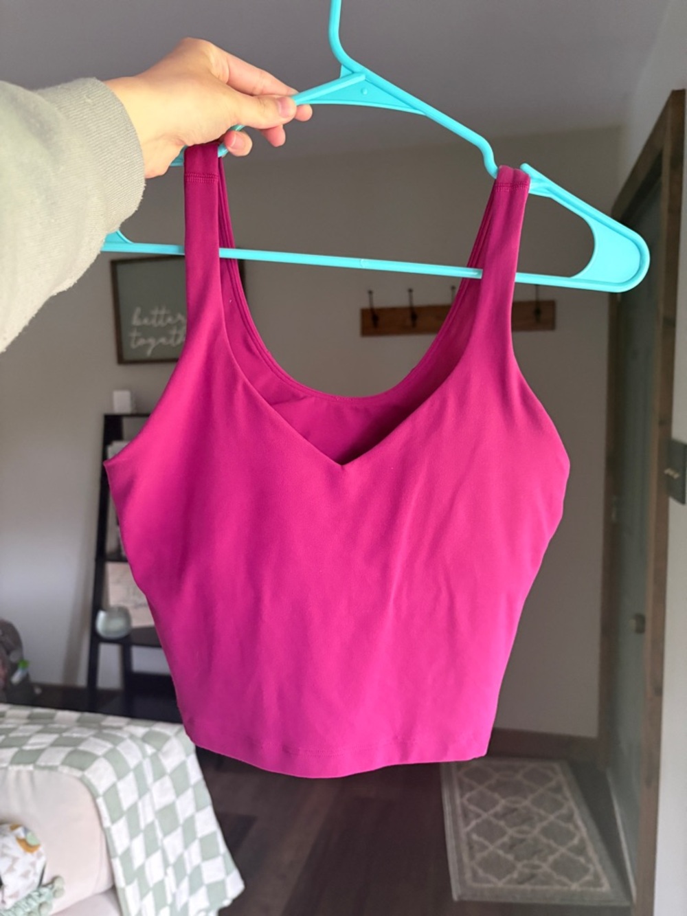 Fuchsia V-Neck Cropped Tank Top